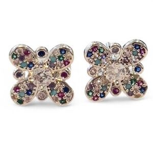 NEW 18K White Gold Plated  Butterfly Stud Earrings in